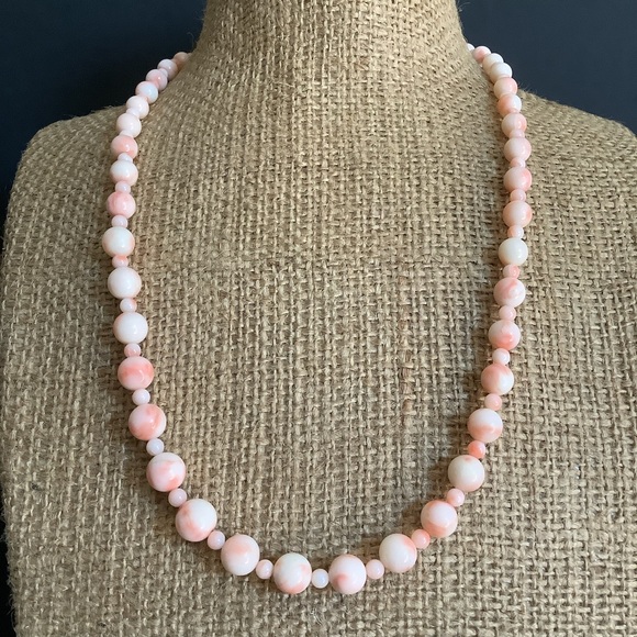 Vintage 925 s silver genuine angle skin beaded necklace.